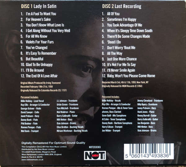 Billie Holiday - Lady In Satin / Last Recording Double CD Import