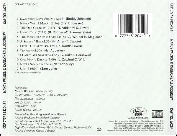 Nancy Wilson / Cannonball Adderley - Nancy Wilson / Cannonball Adderley CD Import