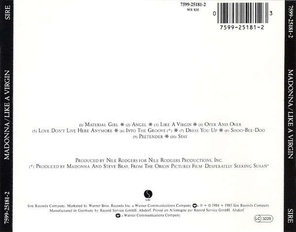 Madonna - Like a Virgin CD Import (Includes 'Into the Groove)