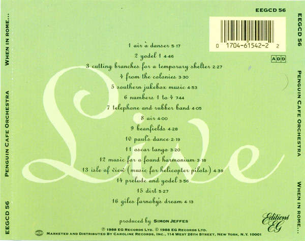 Penguin Cafe Orchestra - When In Rome... CD Import