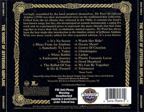 Jefferson Airplane - Worst of CD Import