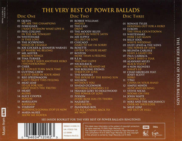 Various - Very Best of Power Ballads Triple CD Import