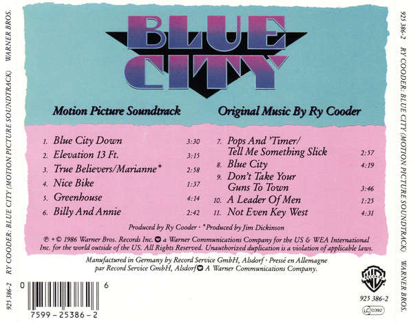 Soundtrack - Ry Cooder - Blue City CD Import