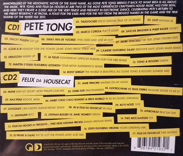 Pete Tong & Felix Da Housecat - All Gone Ibiza 11 Double CD Import