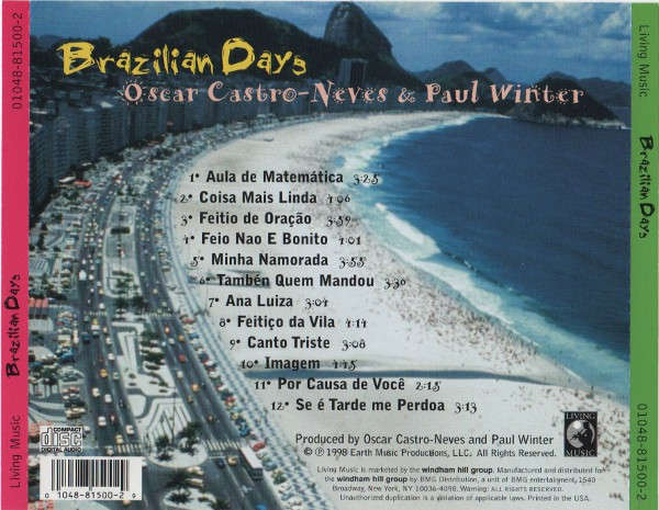 Paul Winter & Oscar Castro-Neves - Brazilian Days CD Import