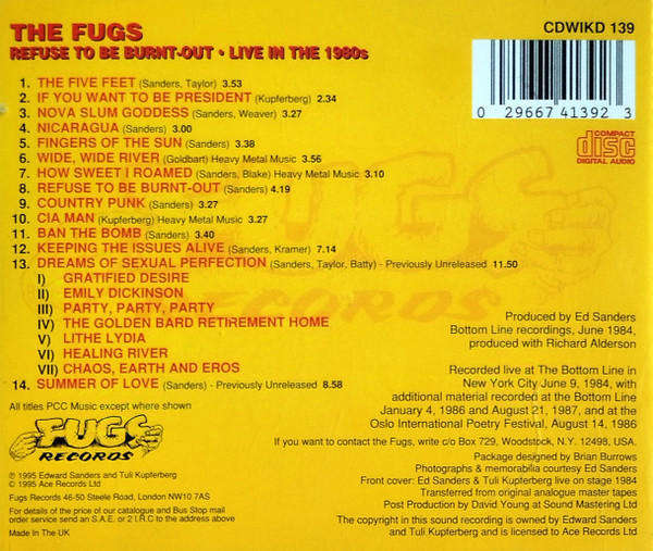 Fugs - Refuse To Be Burnt-Out (Live In the 1980s) CD Import