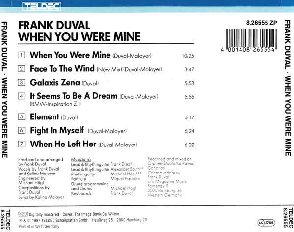 Frank Duval - When You Were Mine CD Import