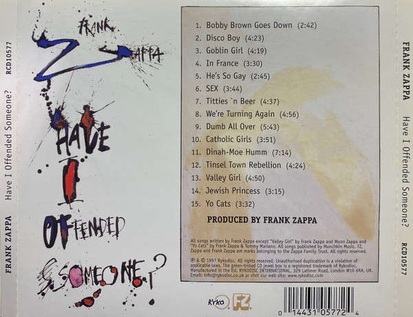 Frank Zappa - Have I Offended Someone? CD Import