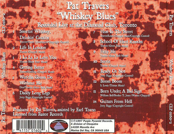 Pat Travers - Whiskey Blues CD Import