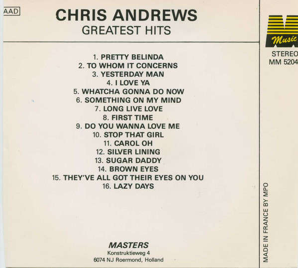 Chris Andrews - Greatest Hits CD Import