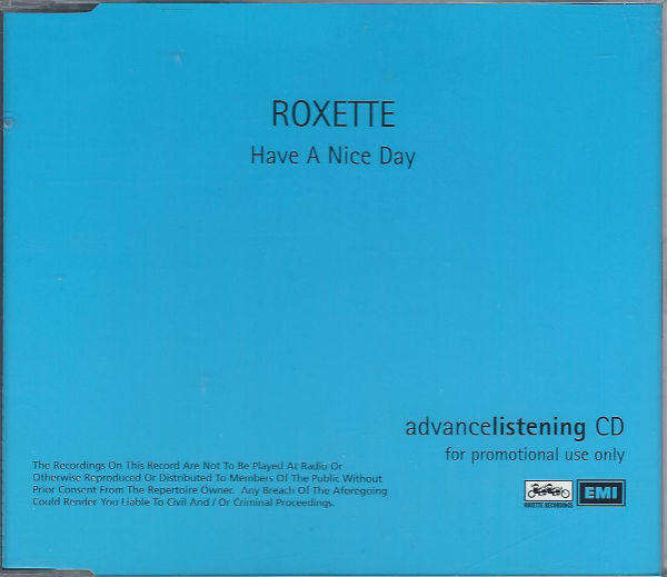 Roxette - Have a Nice Day CD Import Promo