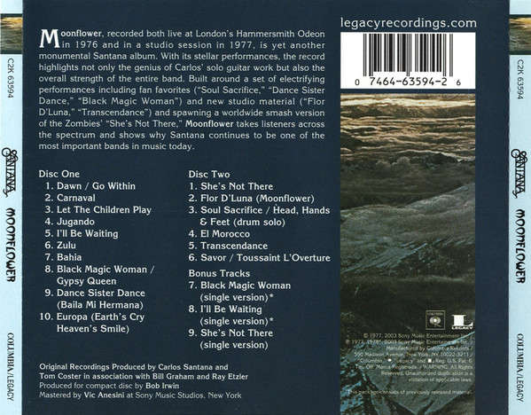Santana - Moonflower Double CD Import