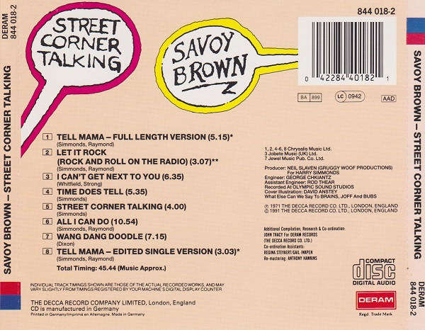 Savoy Brown - Street Corner Talking CD Import