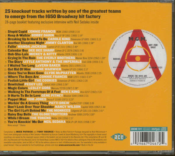 Neil Sedaka & Howard Greenfield - Where the Boys Are CD Import