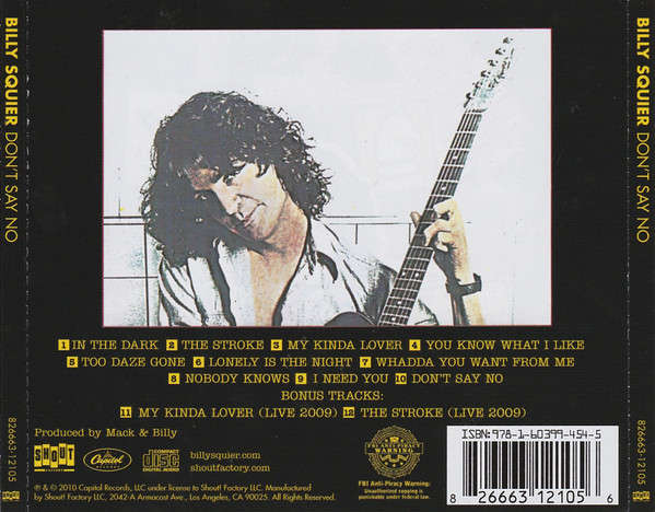Billy Squier - Don't Say No CD Import
