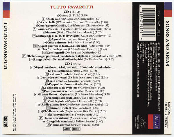 Luciano Pavarotti - Tutto Pavarotti Double CD Import
