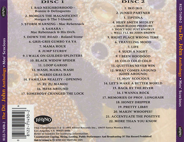 Dr. John - Mos' Scocious: Anthology Double CD Import