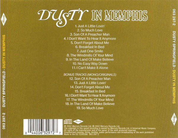 Dusty Springfield - Dusty In Memphis CD Import (Bonus Tracks)