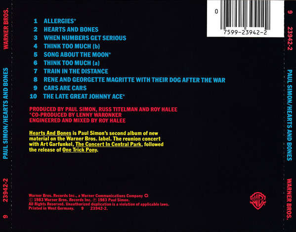 Paul Simon - Hearts & Bones CD Import
