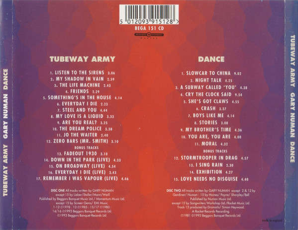 Tubeway Army / Gary Numan - Tubeway Army / Dance Double CD Import