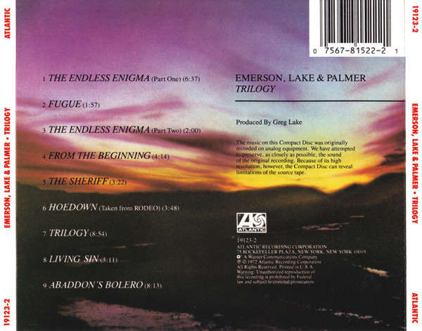 Emerson, Lake & Palmer - Trilogy CD Import