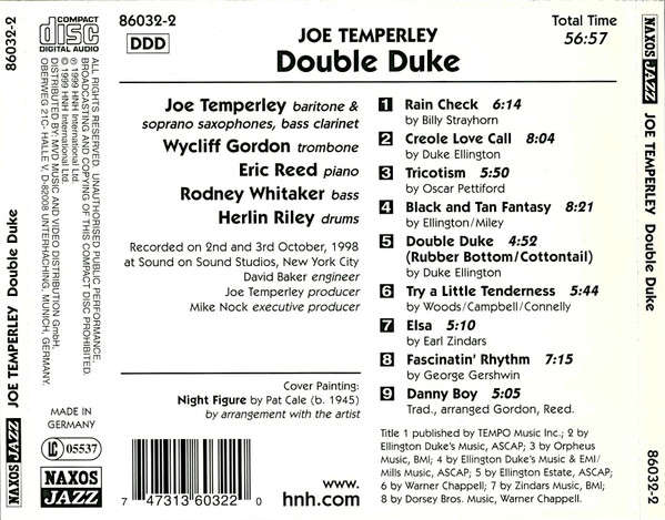 Joe Temperley - Double Duke CD Import