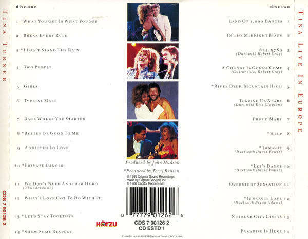 Tina Turner - Tina Live In Europe Double CD Import