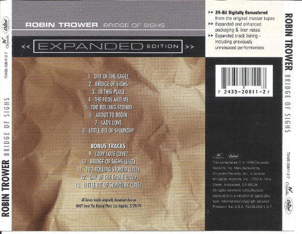 Robin Trower - Bridge of Sighs CD Import