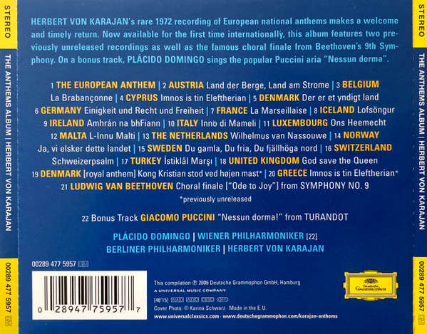 Herbert von Karajan - Anthems Album CD Import Sealed