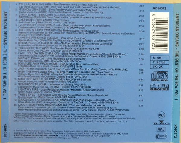 Various - American Dreams - Best of the 60's, Vol. 1 CD Import