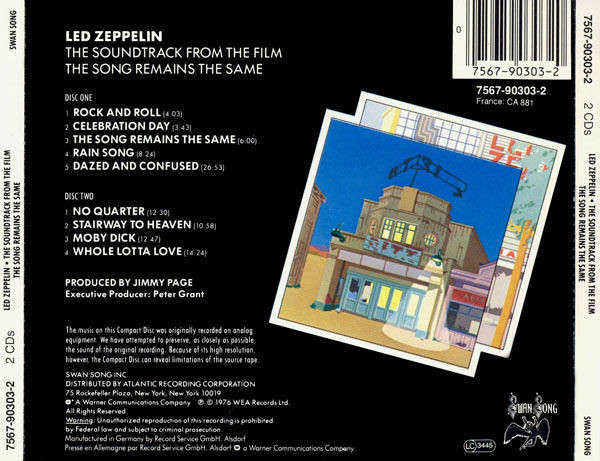 Led Zeppelin - The Soundtrack From the Film the Song Remains the Same Double CD Import