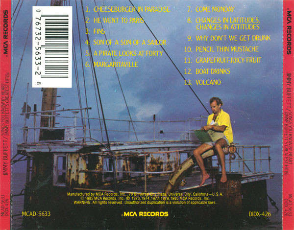 Jimmy Buffett  Songs You Know By Heart (Greatest Hits) CD Import