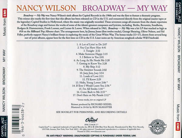 Nancy Wilson - Broadway - My Way CD Import
