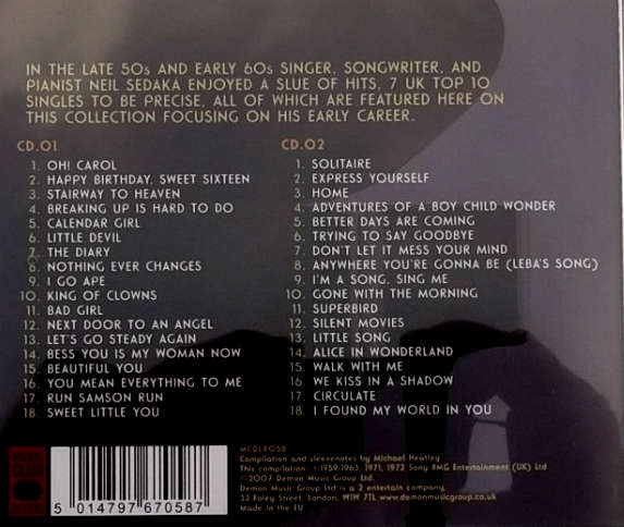 Neil Sedaka - Happy Birthday Sweet Sixteen (Very Best of) Double CD Import