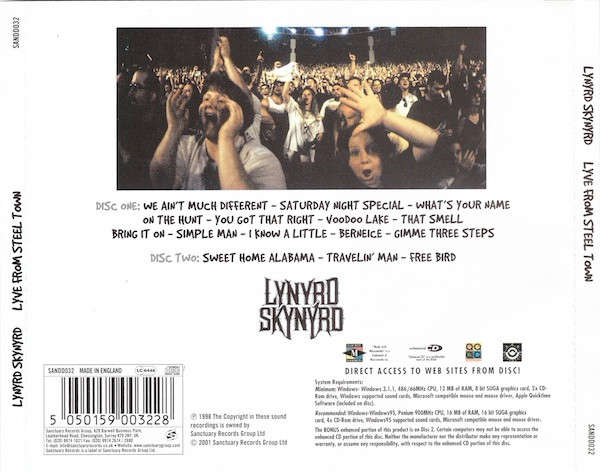 Lynyrd Skynyrd - Lyve From Steel Town Double CD Import