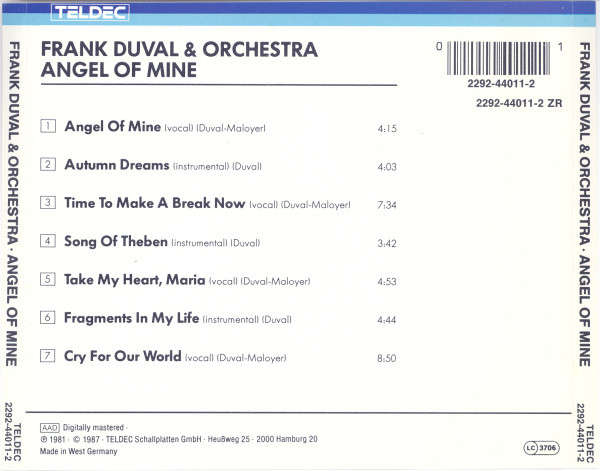 Frank Duval & Orchestra - Angel of Mine CD Import