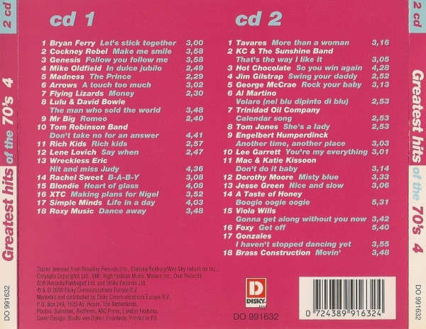 Greatest Hits of the 70's - Various Double CD's Vol. 2,3 + 4 (6x CD's In total) Import