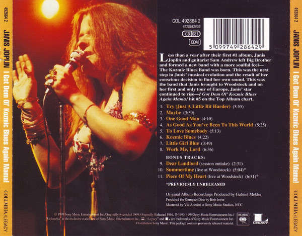 Janis Joplin - I Got Dem Ol' Kozmic Blues Again Mama! CD Import