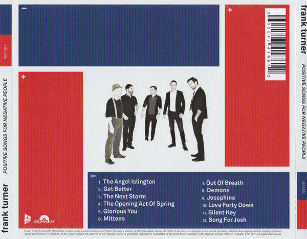 Frank Turner - Positive Songs For Negative People CD Import