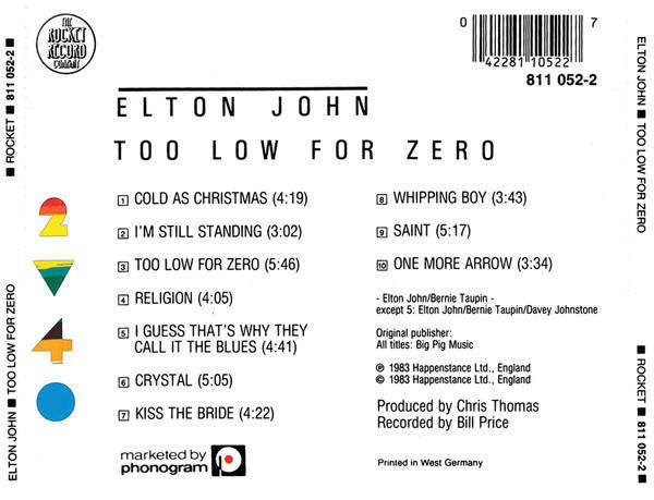 Elton John - Too Low For Zero CD Import