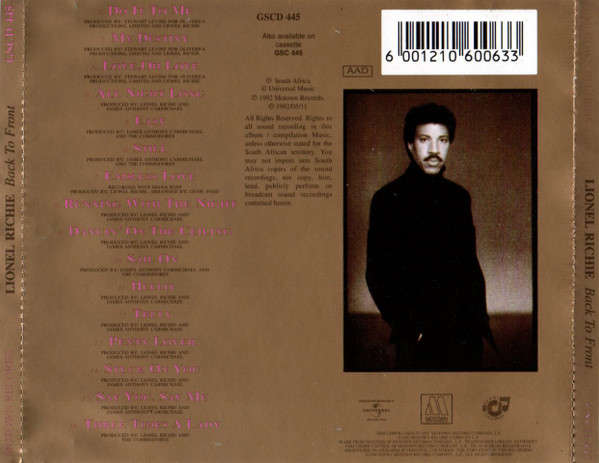 Lionel Richie - Back To Front CD