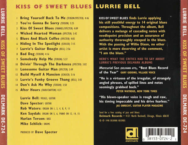 Lurrie Bell &  Dave Specter & Bluebirds - Kiss of Sweet Blues CD Import