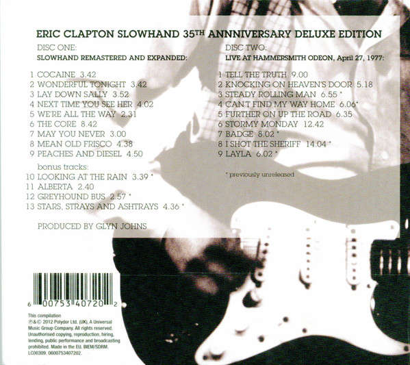 Eric Clapton - Slowhand Deluxe Double CD Import