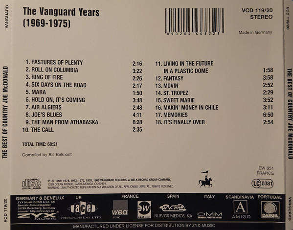 Country Joe McDonald - Best of: Vanguard Years 1969-75 CD Import