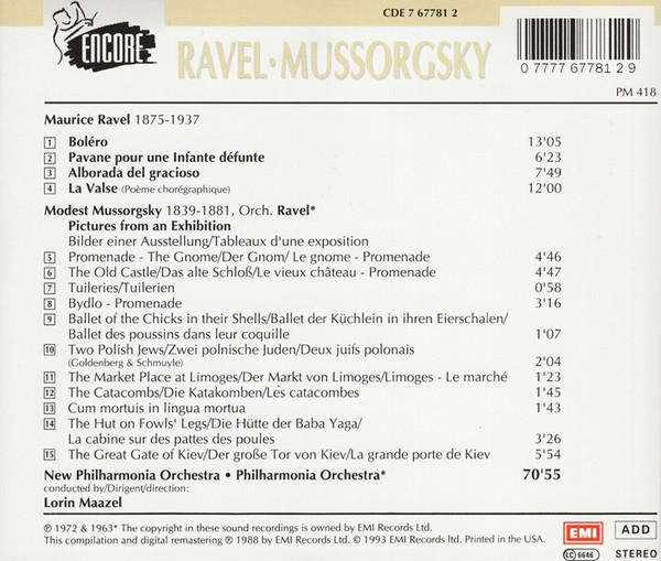 Ravel / Mussorgsky - Pictures At An Exhibition CD Import Sealed