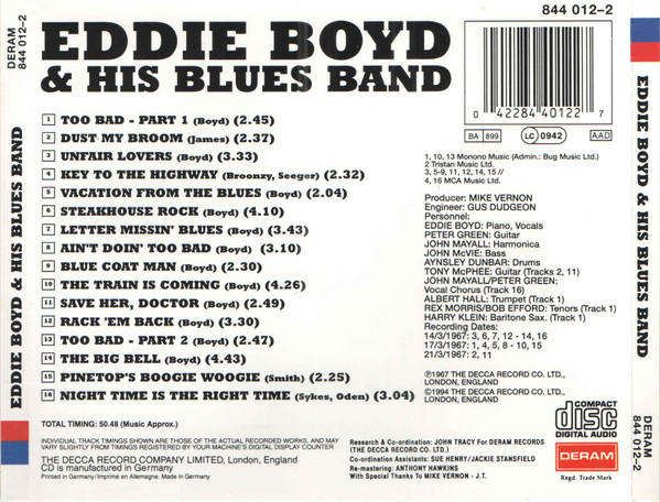 Eddie Boyd & Blues Band - Eddie Boyd & His Blues Band CD Import