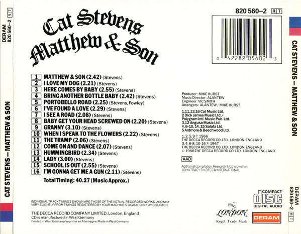 Cat Stevens - Matthew & Son CD Import