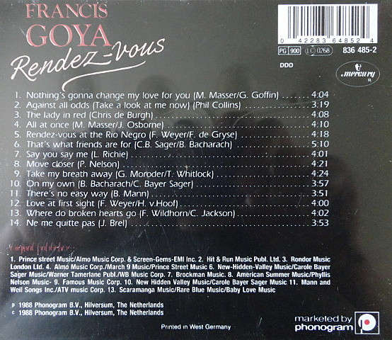 Francis Goya - Rendez-Vous CD Import