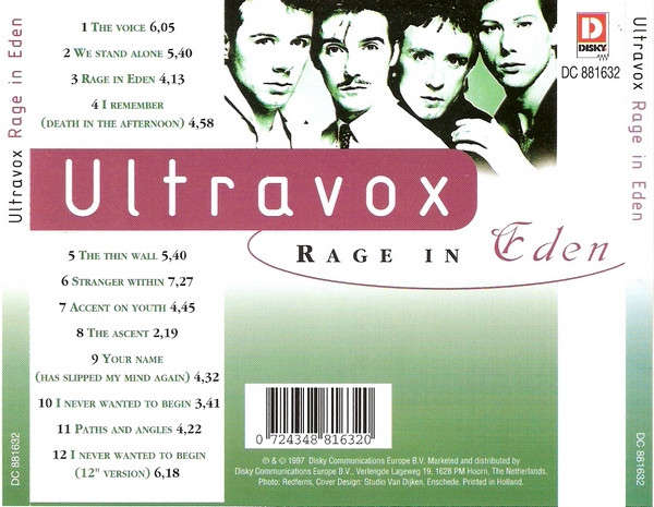 Ultravox - Rage In Eden CD Import
