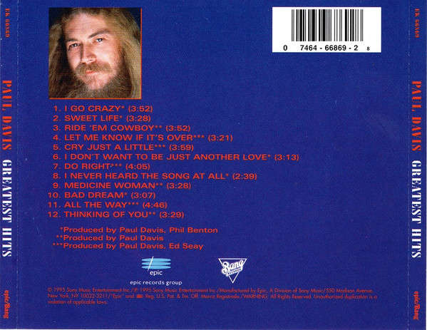 Paul Davis - Greatest Hits CD Import